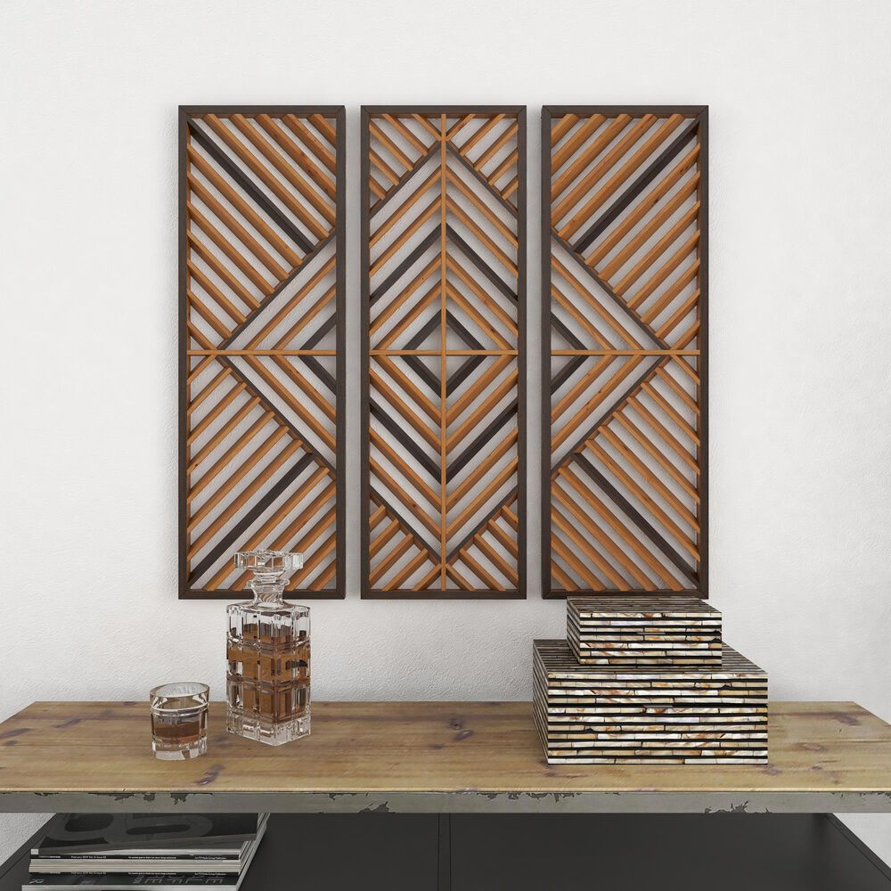 Maple and Jade 35&quot; x 12&quot; Wall Decor in Brown &#40;Set of 3&#41;, , large