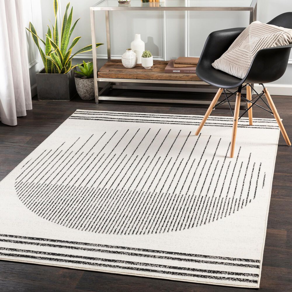 Surya Pisa 5&#39; x 7&#39; Black, Ivory and Gray Area Rug, , large