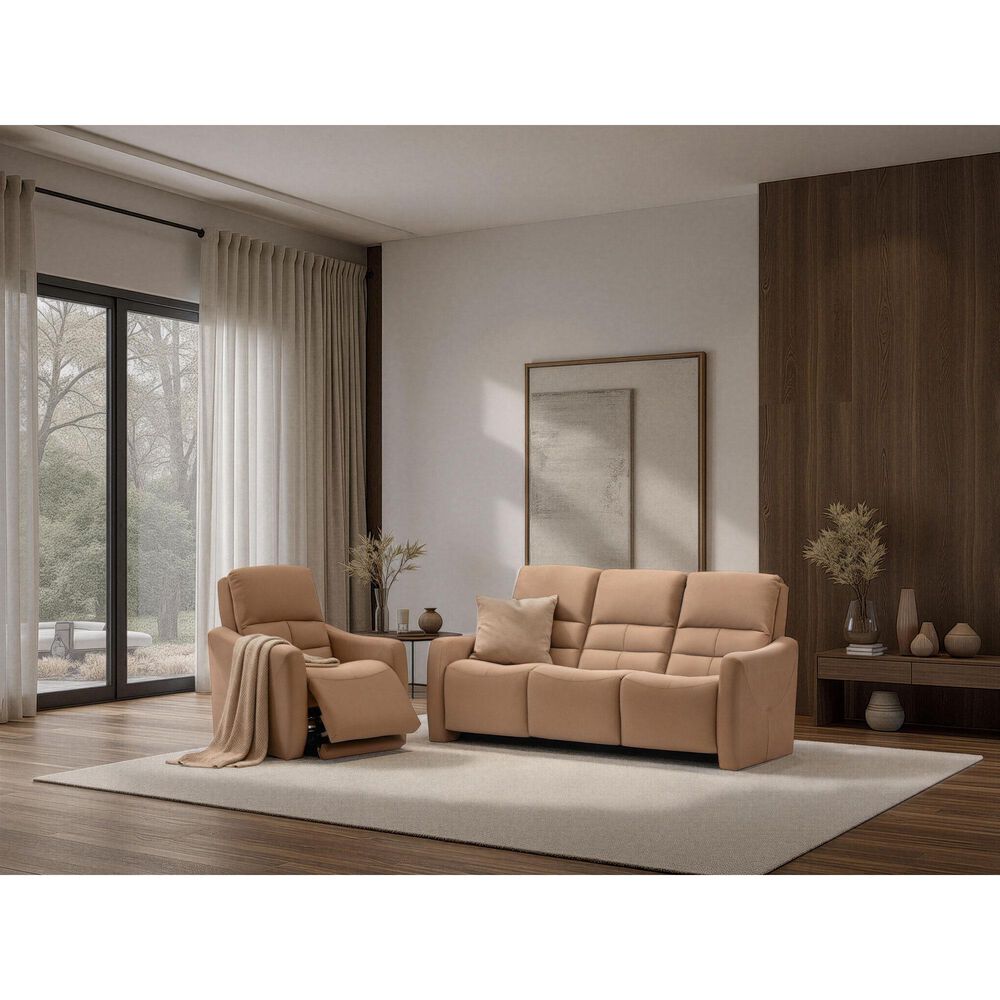 Elran Furniture Power Reclining Sofa with Power Headrests in Butternut, , large