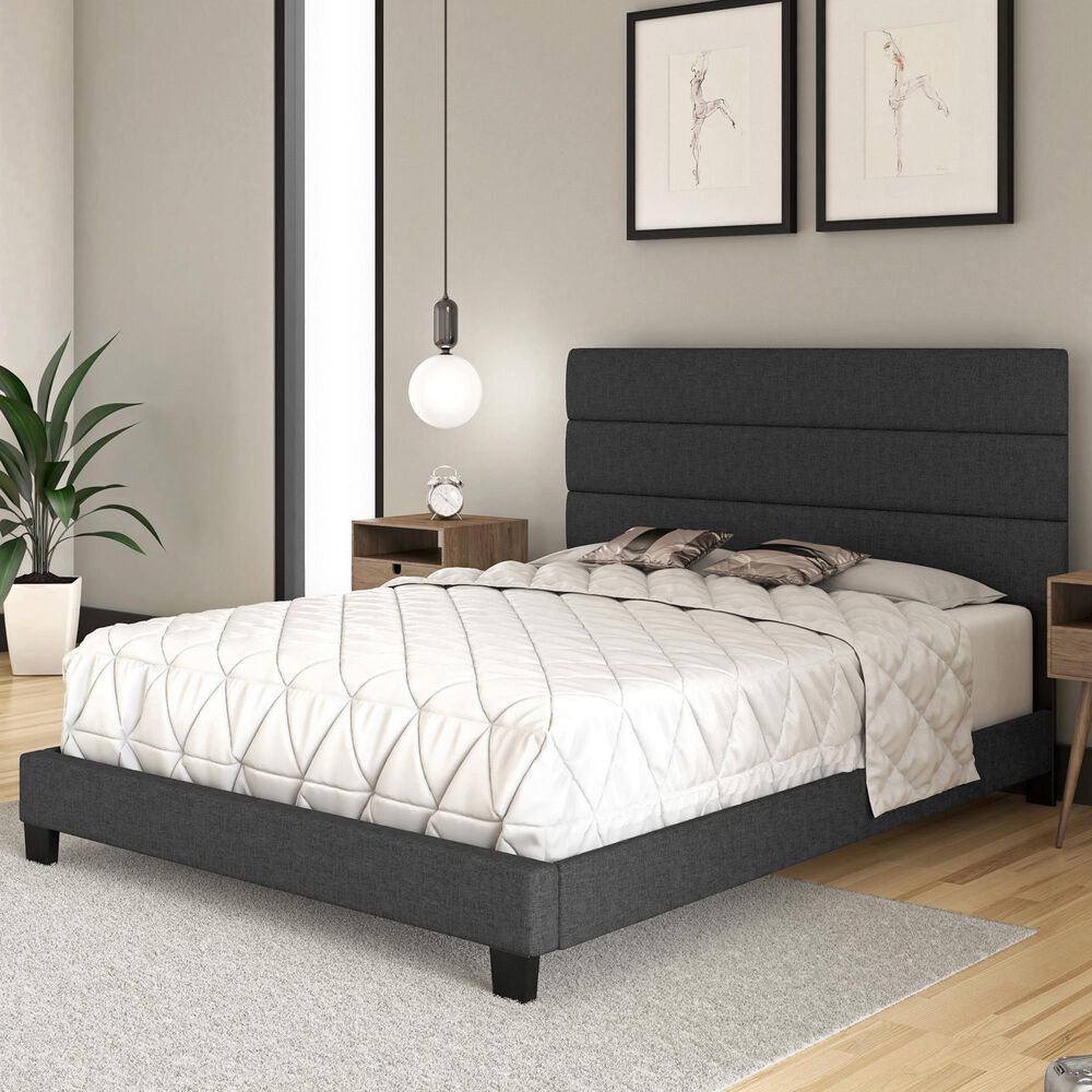 Accent Ravenna Full Upholstered Bed in Charcoal, , large