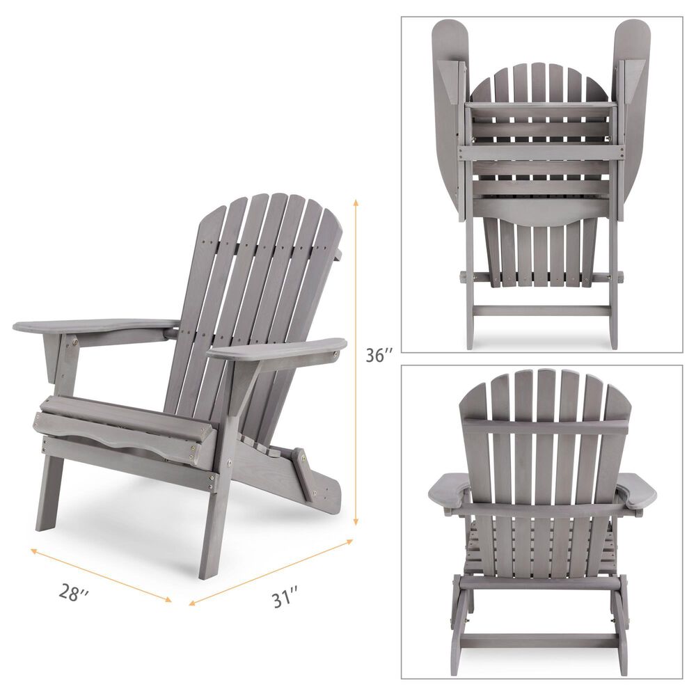 Hearth and Haven Outdoor Folding Adirondack Chair in Gray &#40;Set of 2&#41;, , large
