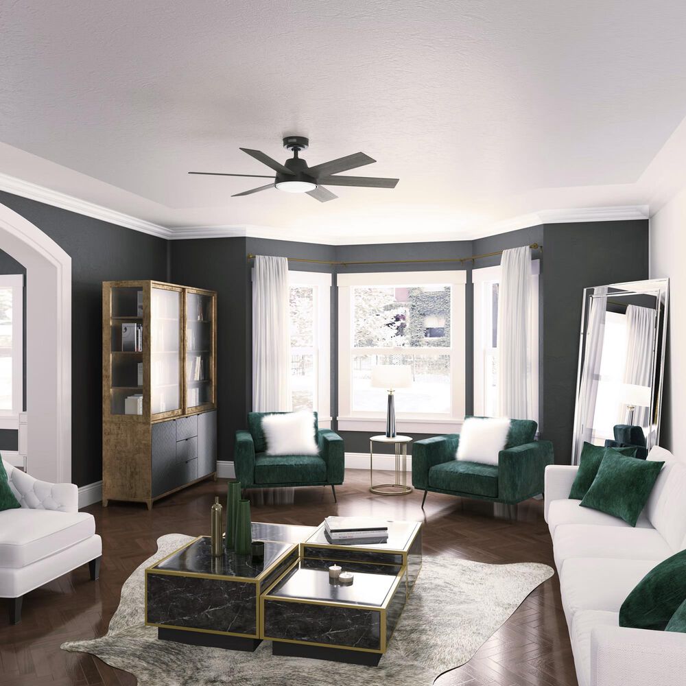 Hunter Donatella 52&quot; Ceiling Fan with LED Lights in Matte Black, , large