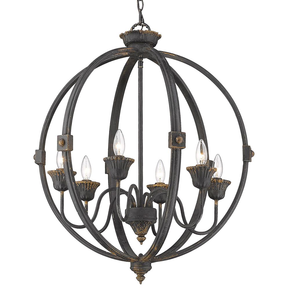 Golden Lighting Jules 6-Light Chandelier in Antique Black, , large