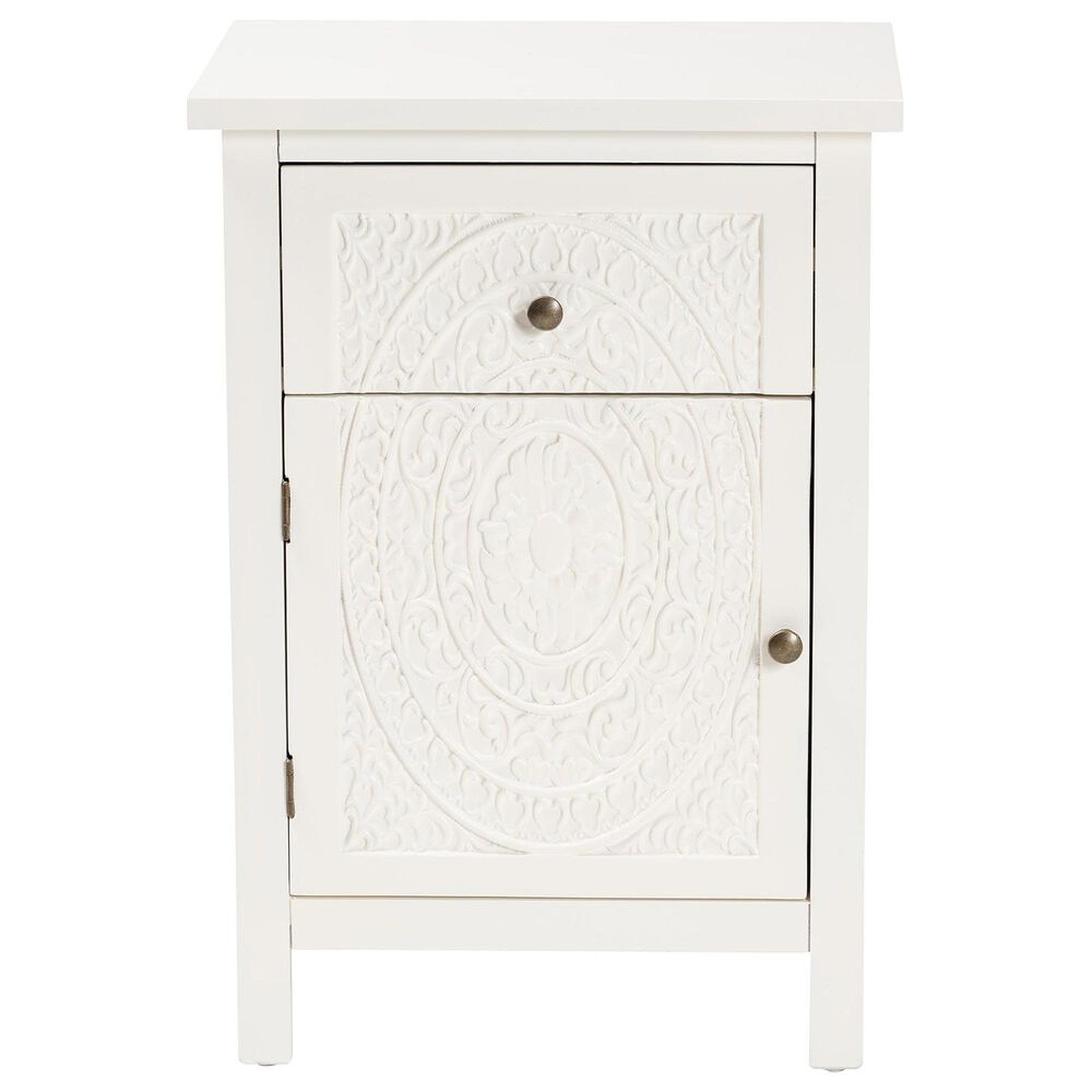 Baxton Studio Lambert 1-Drawer End Table in White, , large