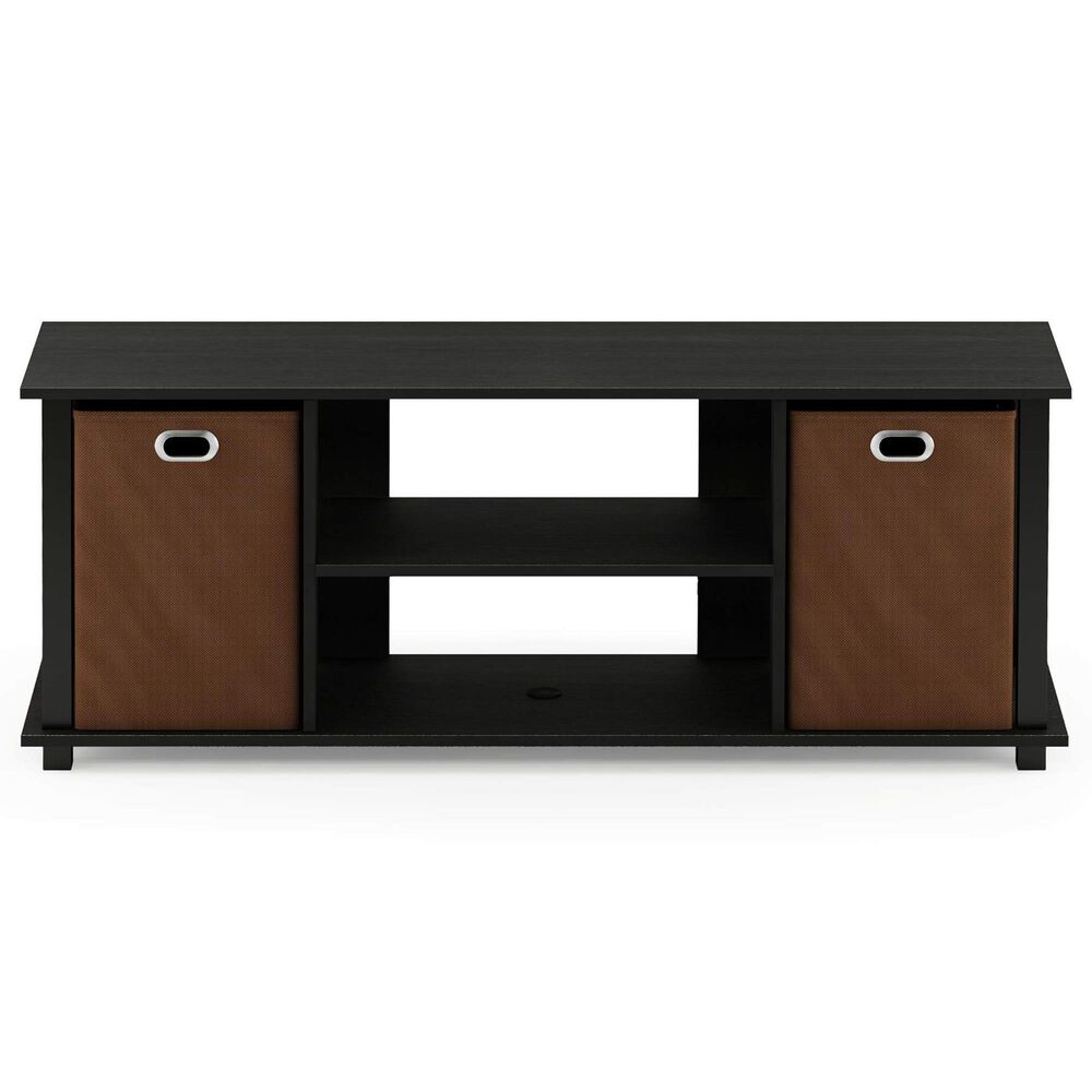 HOMLUX 41.7" Entertainment Center TV Stand with Storage Bins in Americano and Black, , large