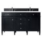 James Martin Vanities Brittany 60" Double Bathroom Vanity in Black Onyx with 3 cm White Zeus Quartz Top and Rectangular Sinks, , large