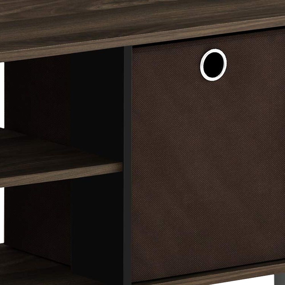 HOMLUX 31.5" Entertainment Center TV Stand with Bin Drawers in Columbia Walnut and Dark Brown, , large