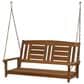 HOMLUX 2-Person Hanging Porch Swing Wood Bench with Hanging Chains, Curved Back in Teak Oil, , large