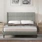 Glideaway Pax Queen Upholstered Platform Wingback Bed in Stone Mist, , large