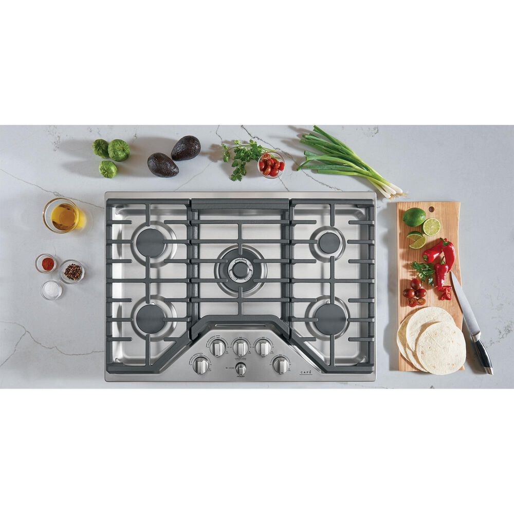 Cafe 2-Piece Kitchen Package with Matte White 30" Smart Built-In Convection Double Wall Oven and Stainless Steel 30" Gas Cooktop, , large