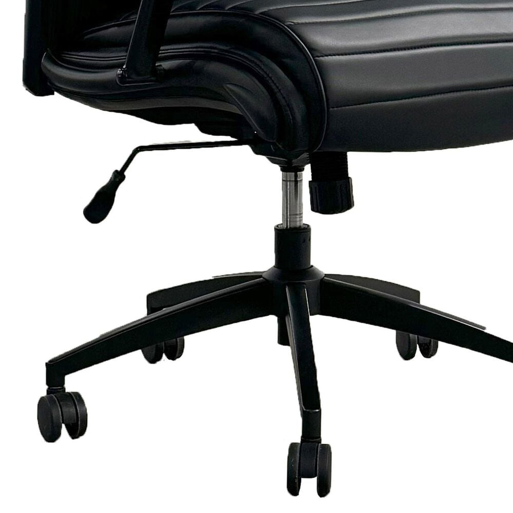 Simeon Collection Leather Desk Chair in Smooth Black, , large