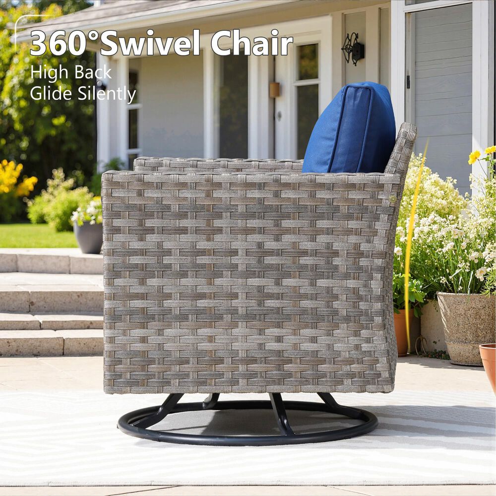 HOMLUX 3-Piece Outdoor Conversation Set in Navy Blue, , large