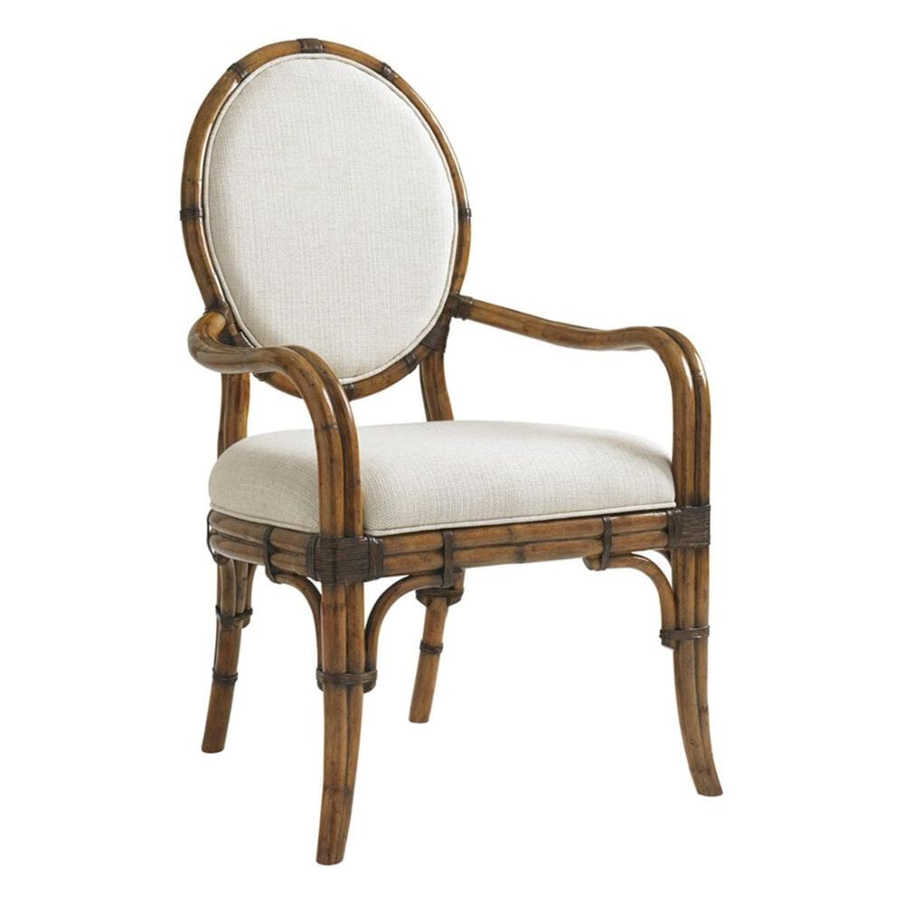 Tommy Bahama Home Bali Hai Gulfstream Oval Back Arm Chair in Warm Brown, , large