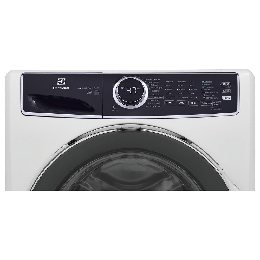 Electrolux 4.5 Cu. Ft. Front Load Washer and 8.0 Cu. Ft. Electric Dryer Laundry Pair with Pedestal in White, , large