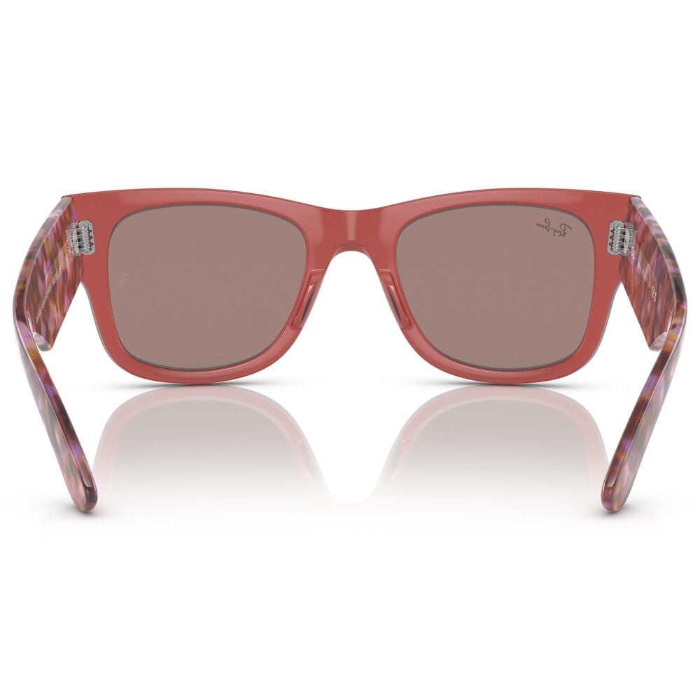 Ray-Ban Mega Wayfarer Sunglass with Red Lenses in Polished Transparent Pink, , large