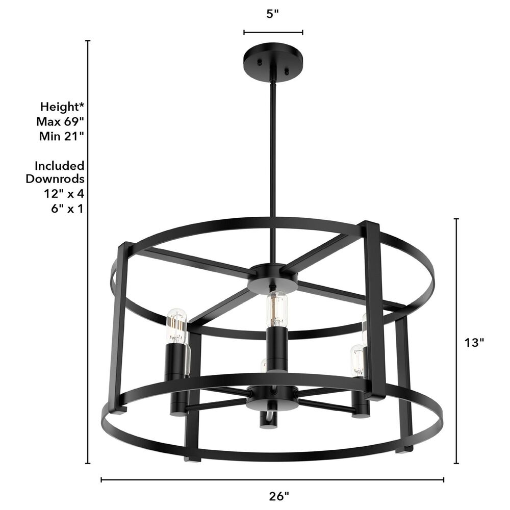 Hunter Astwood 6-Light Chandelier in Matte Black, , large
