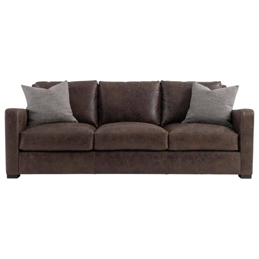 Bernhardt Ventura Stationary Leather Sofa in Brown, , large