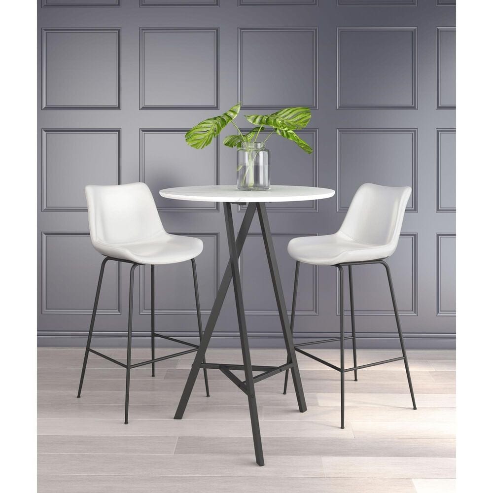 Zuo Modern Byron Barstool in White and Black, , large