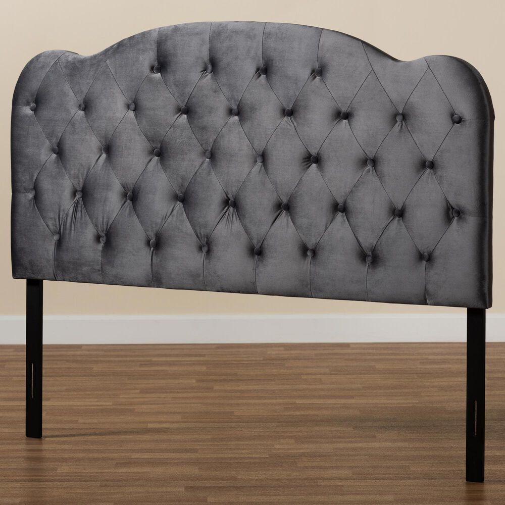 Baxton Studio Clovis Full Upholstered Headboard in Grey, , large