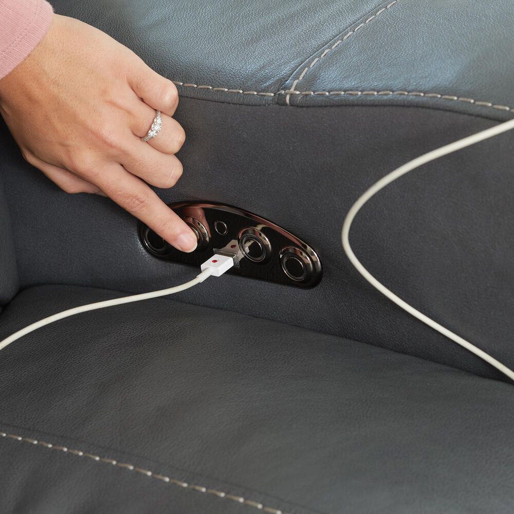 Catnapper Angelo Power Reclining Console Loveseat with Power Headrest in Gunmetal, , large