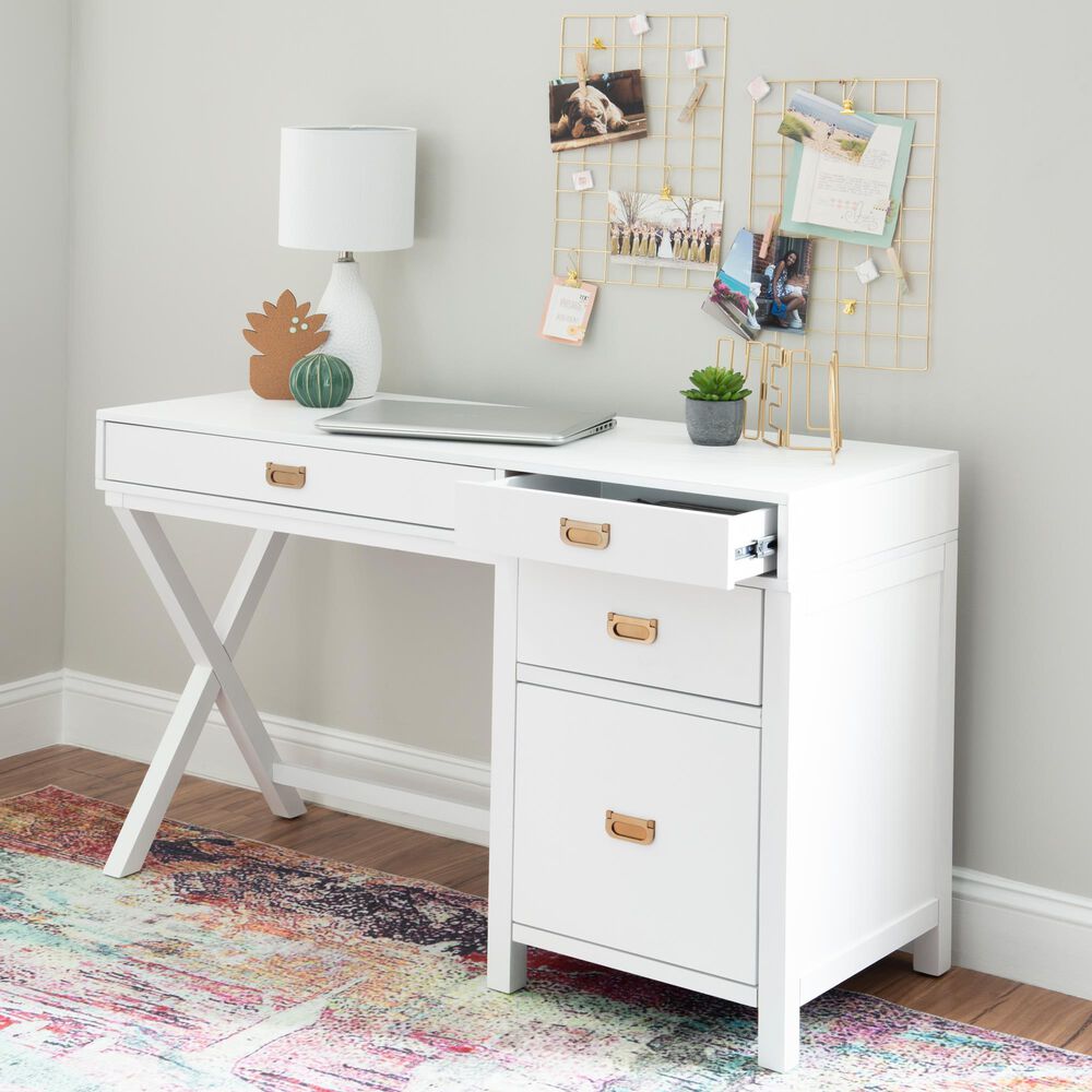 Linon Home Decor Peggy Side Storage Desk in White, , large