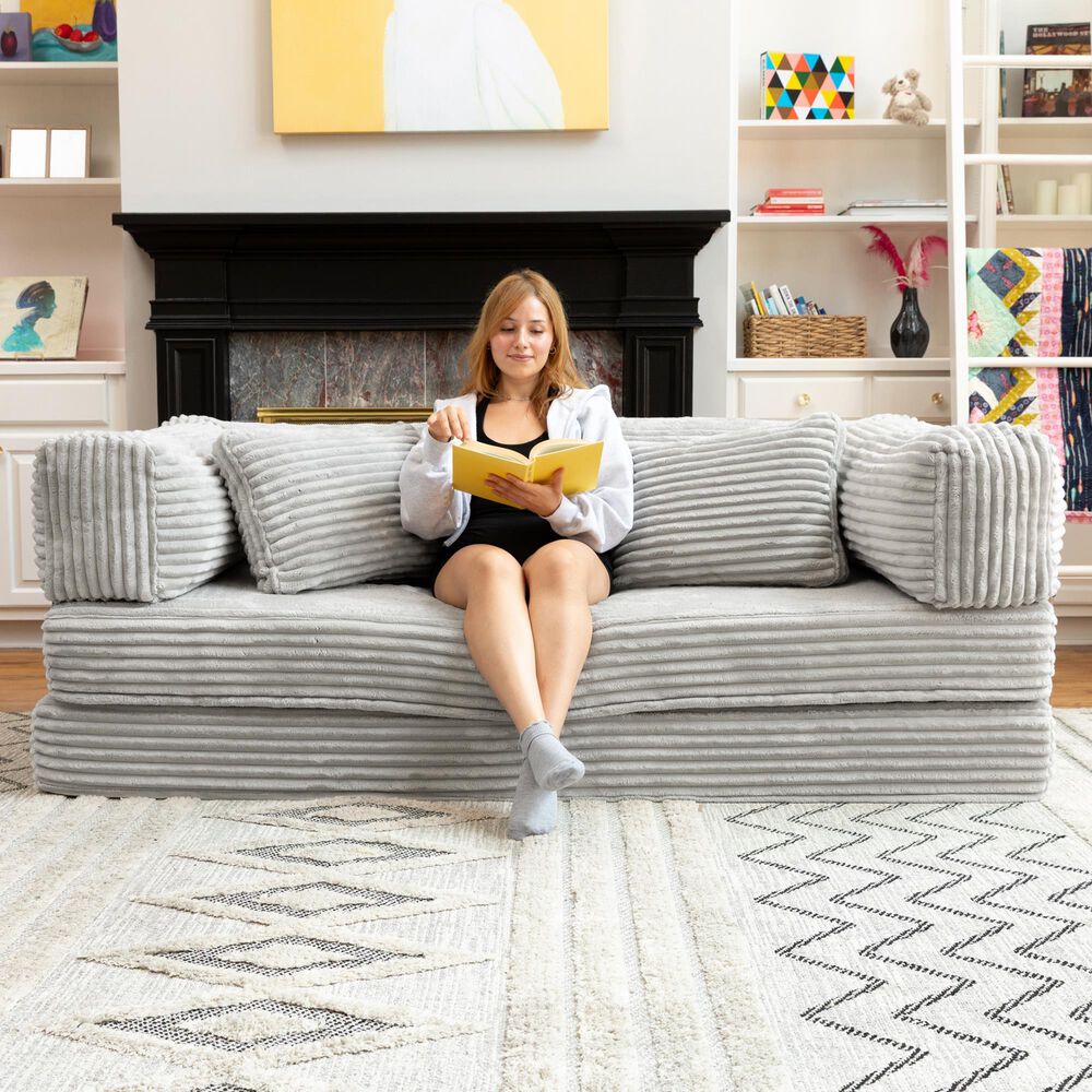 Jaxx Unsofa Stationary Loveseat in Light Grey, , large