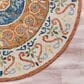 L&R Resources Sinuous Leon Medallion 6" Round Orange, Cream, Blue and Green Area Rug, , large