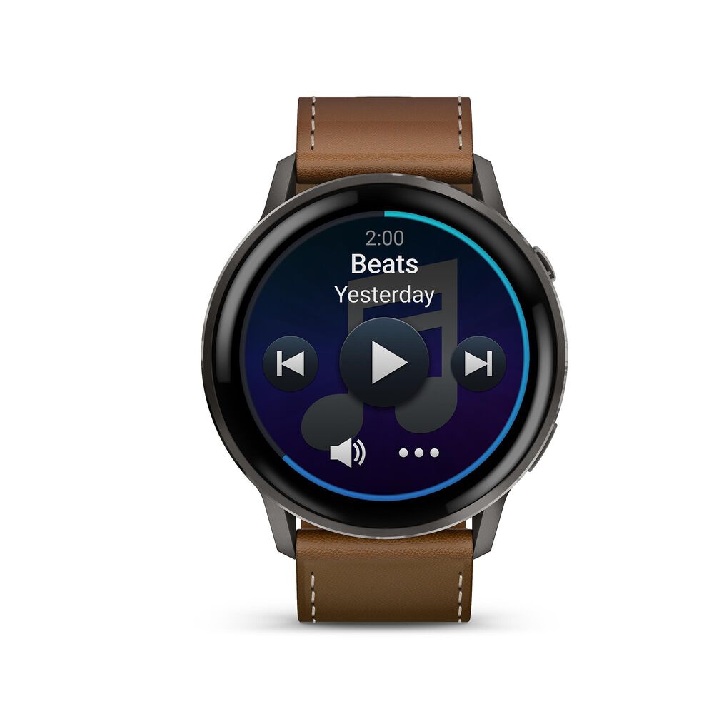 Garmin Venu 4  45 mm Slate with Black Silicone Band and Brown Leather Band, , large