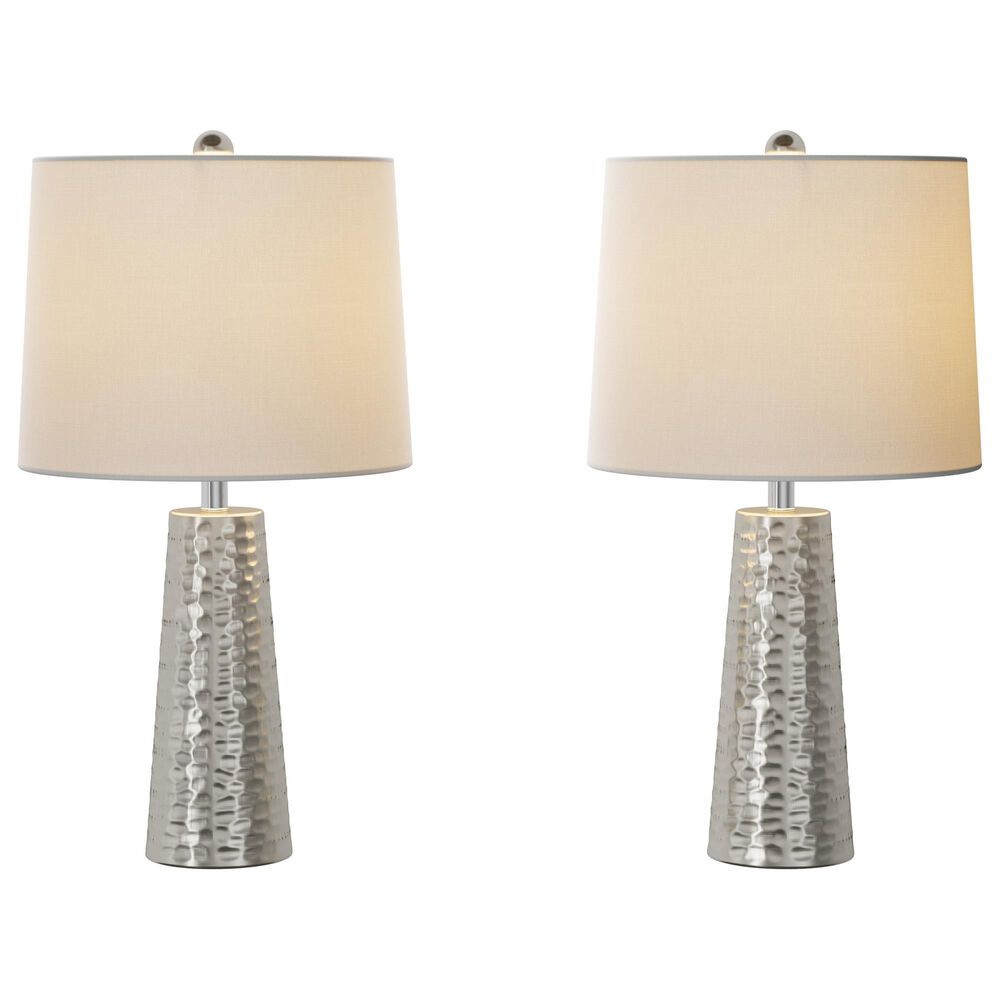 Timberlake Hammered Flared Table Lamp in Brushed Silver (Set of 2), , large