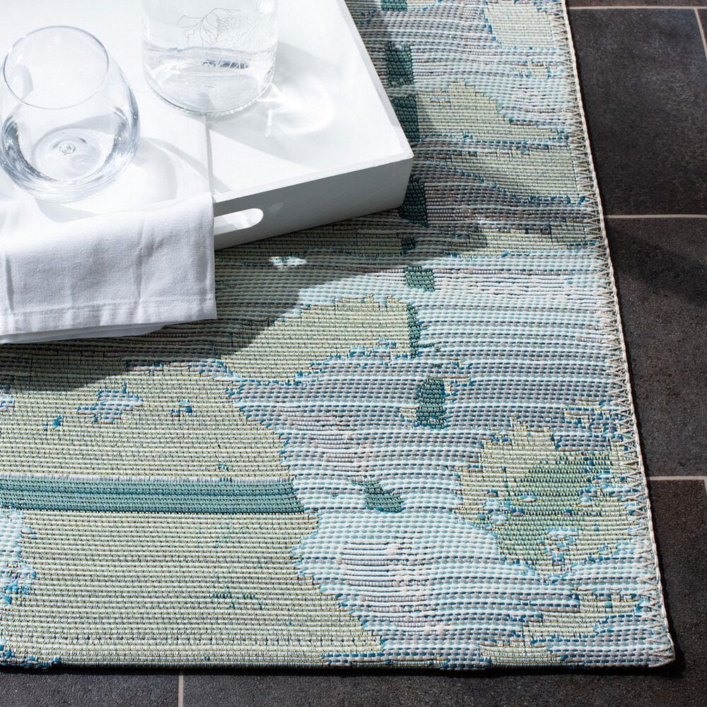 Safavieh Barbados  6&#39;6&quot; x 9&#39;4&quot; Teal and White Indoor/Outdoor Area Rug, , large