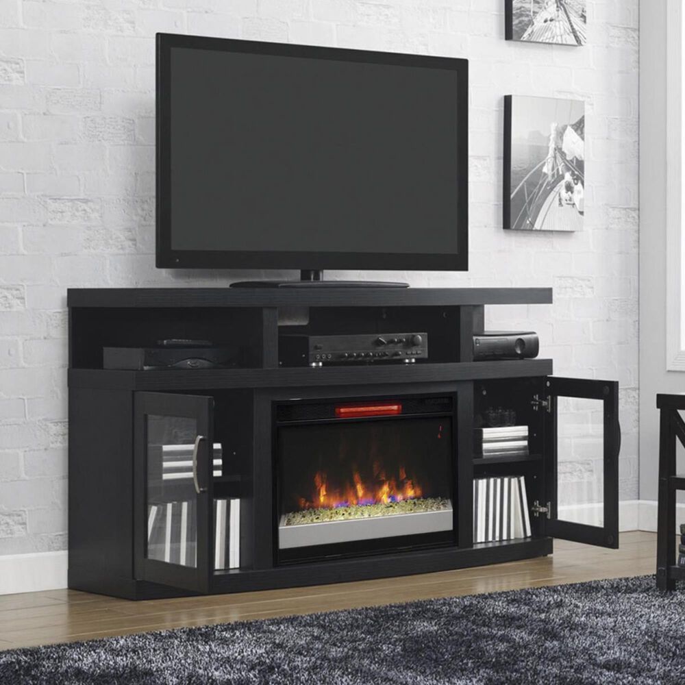 Fabio Flames Cantilever 60&quot; Media Fireplace in Engineered Embossing Oak, , large