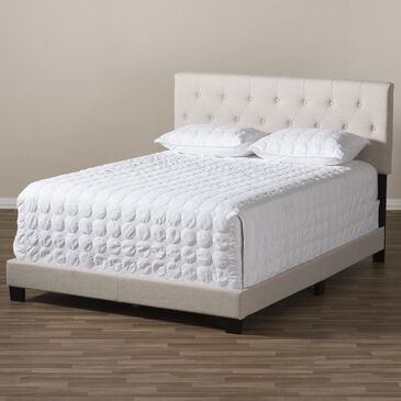 Baxton Studio Cassandra Upholstered Queen Bed in Light Beige, , large
