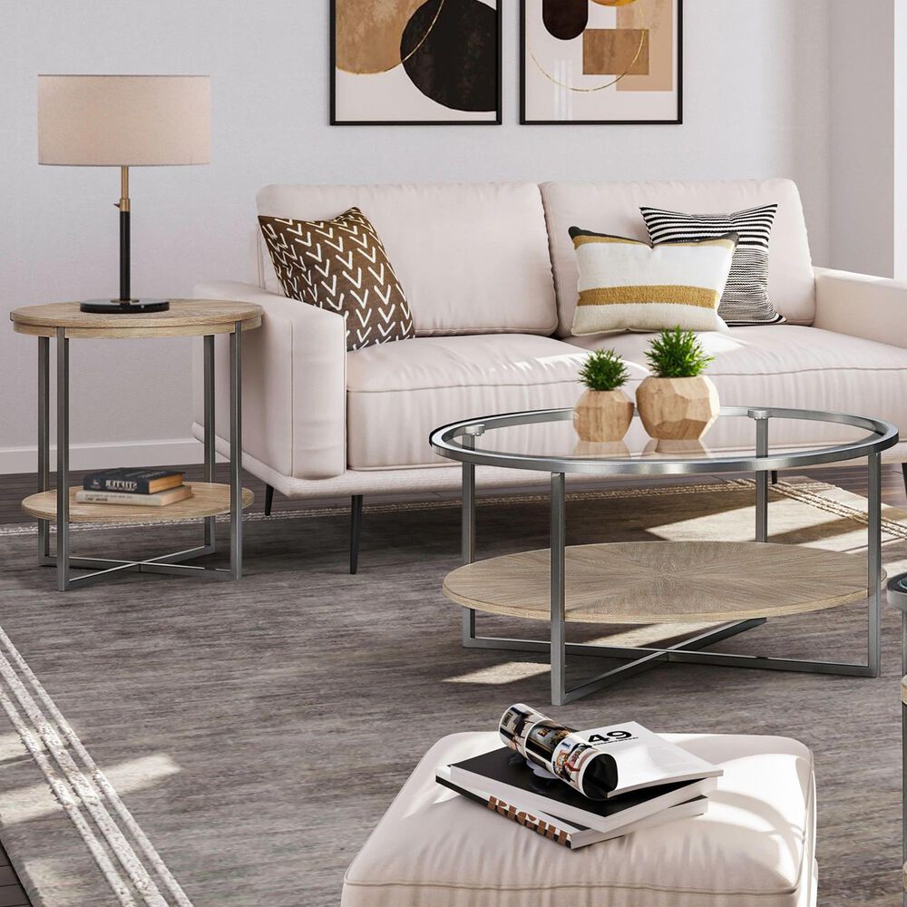 Belle Furnishings Paran Place Round Cocktail Table in Natural, , large