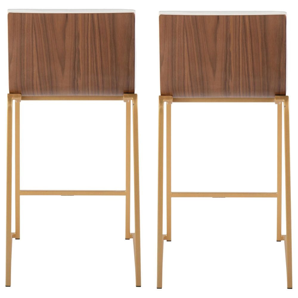 Lumisource Mason 26&quot; Counter Stool with White Cushion in Gold and Walnut &#40;Set of 2&#41;, , large