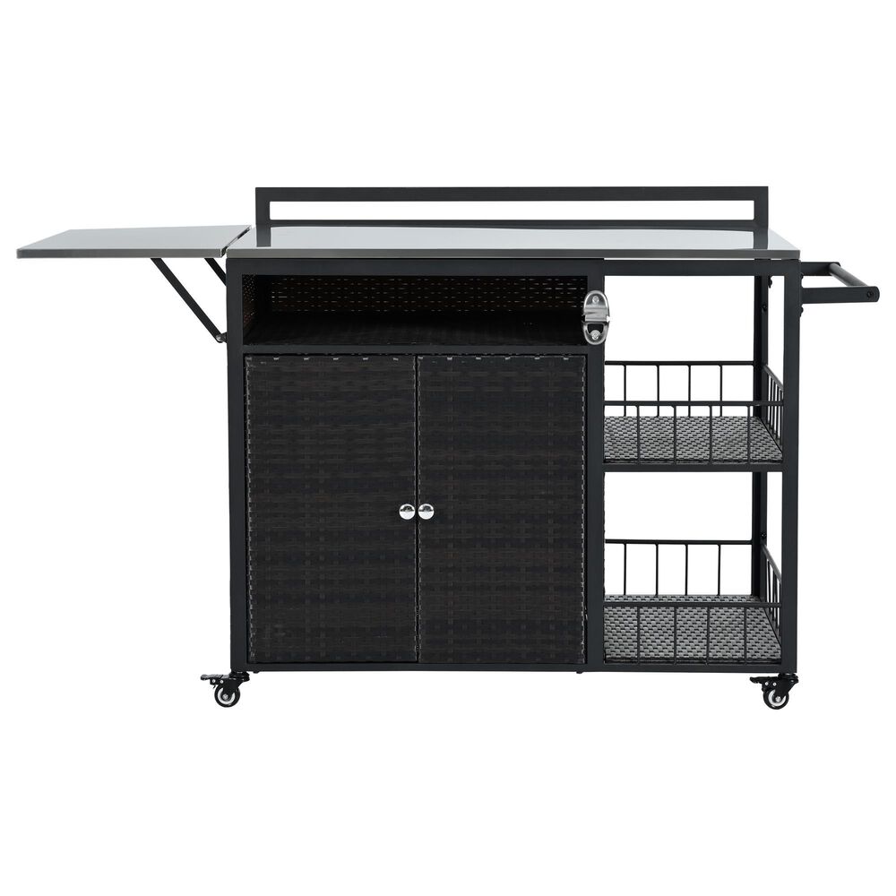 Hearth and Haven Patio Serving Cart in Dark Brown, , large