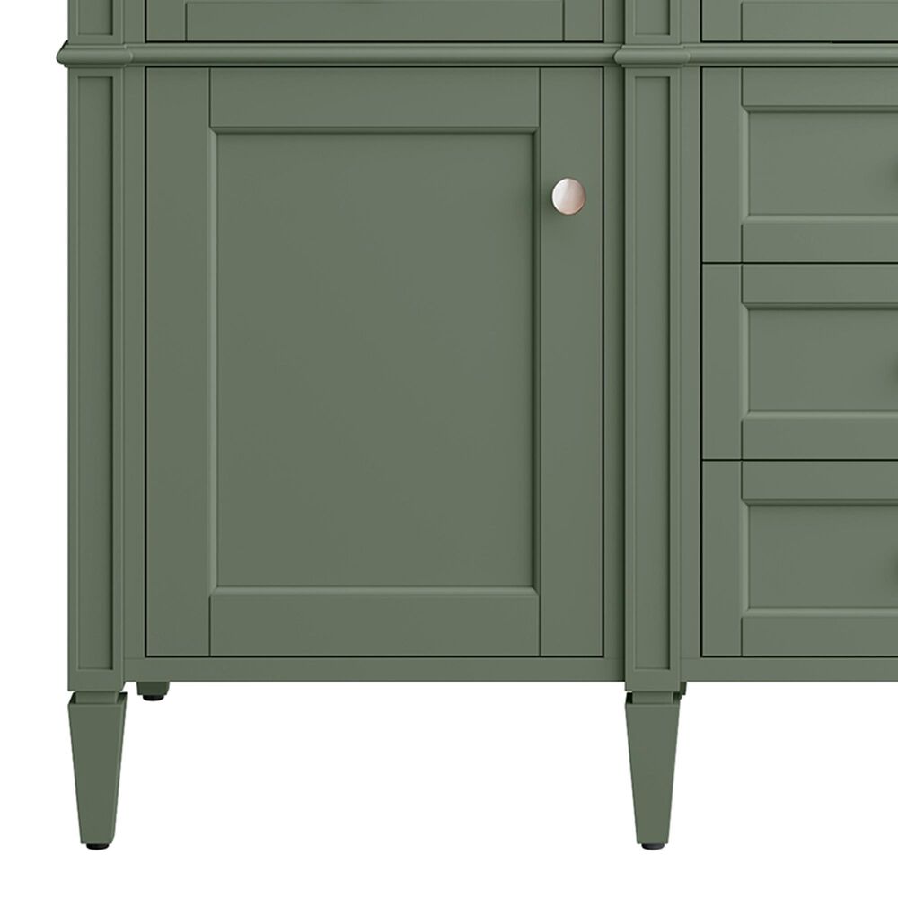 James Martin Vanities Brittany 60&quot; Double Bathroom Vanity in Smokey Celadon with 3 cm White Zeus Quartz Top and Rectangular Sinks, , large