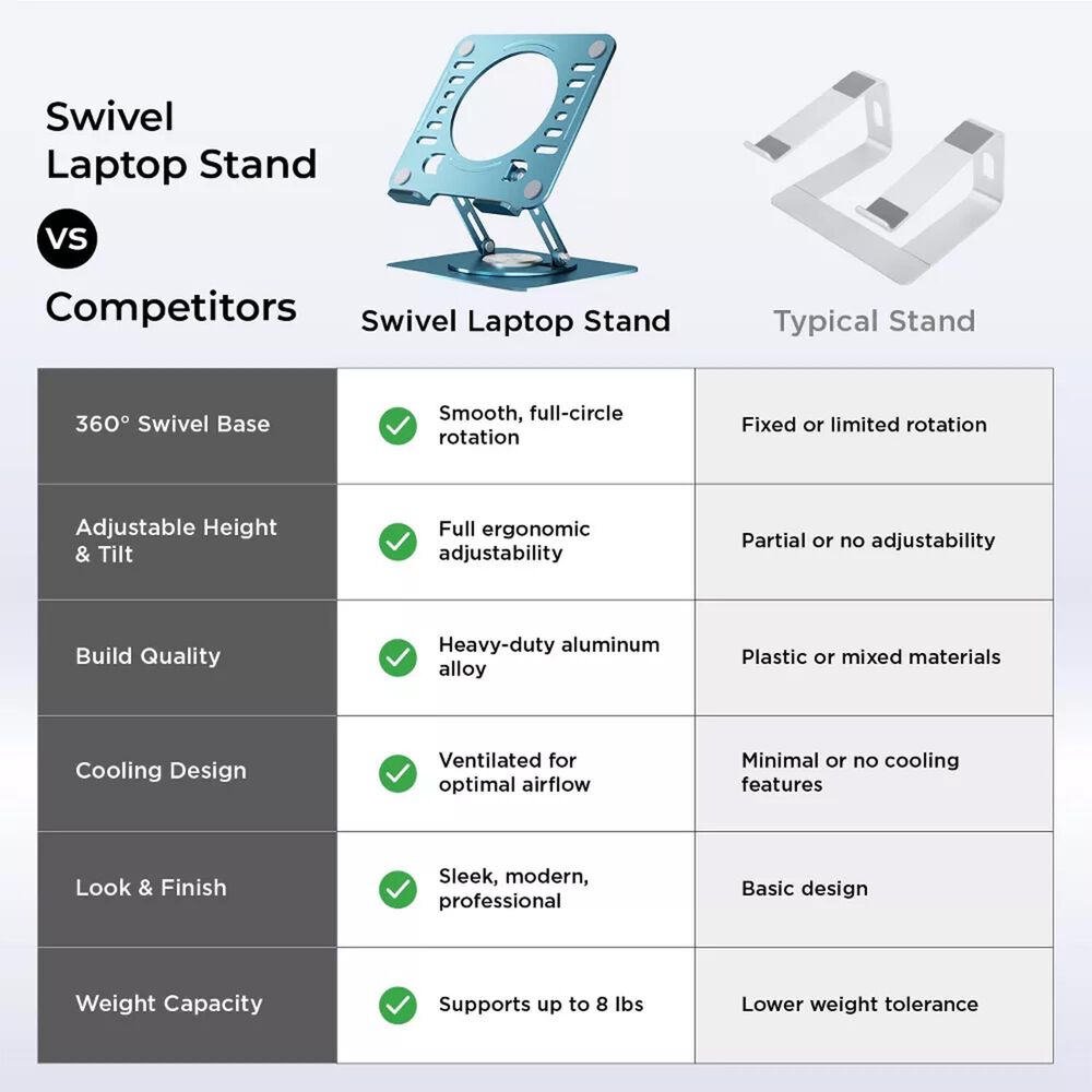 Uncaged Ergonomics Laptop Swivel Stand | Laptop Riser in Silver, , large