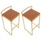 LumiSource Fuji 30" Stacker Bar Stool with Camel Upholstery in Gold (Set of 2), , large