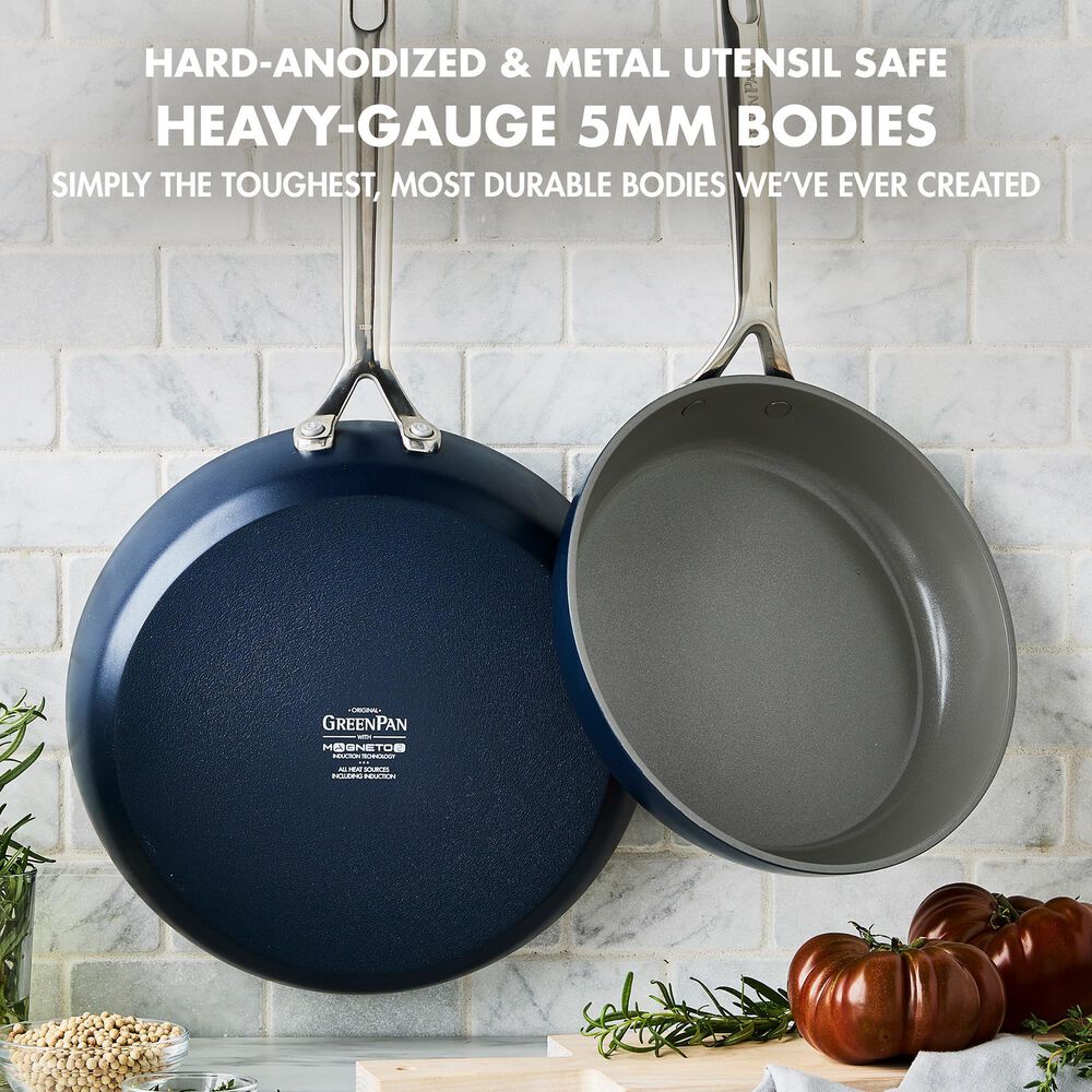 Green Pan GP5 Hard Anodized Color 9.5" and 11" Open Frypan Set in Oxford Blue, , large