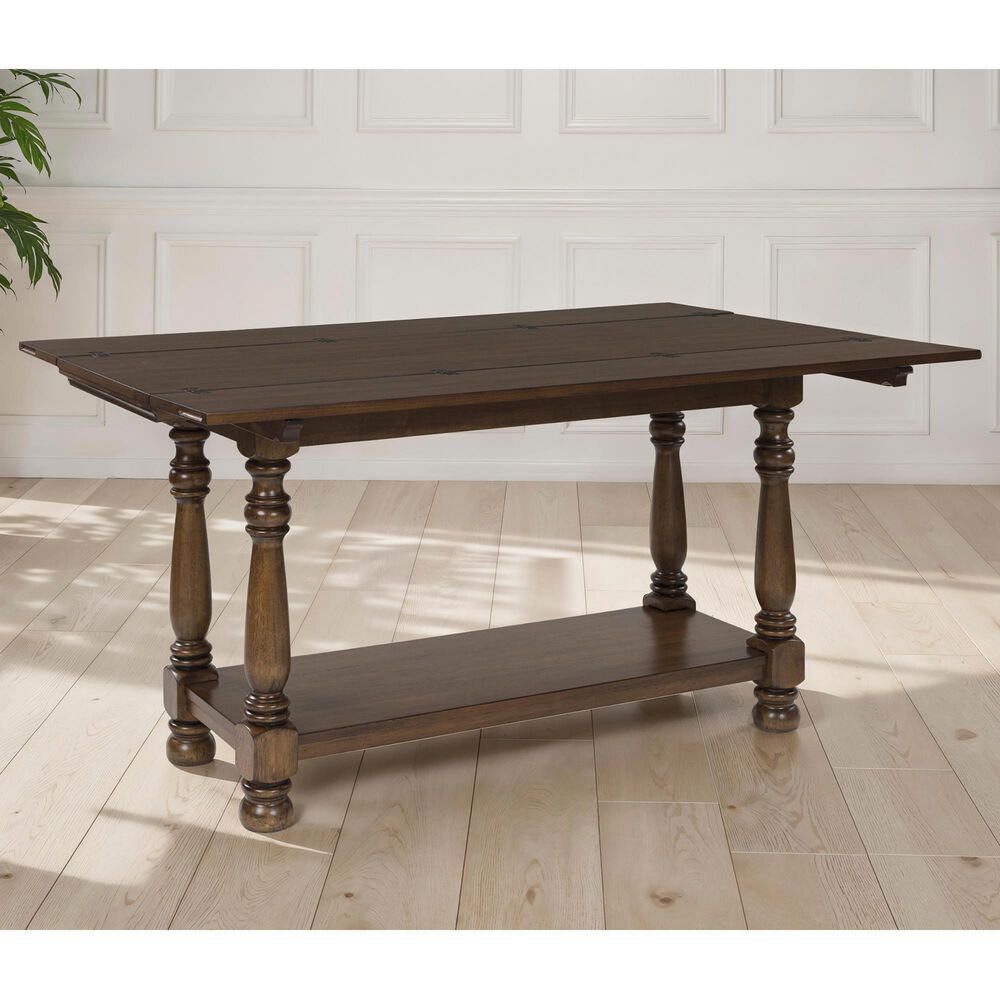 Ashley Sturlayne Flip-Top Sofa Table in Rich Brown, , large