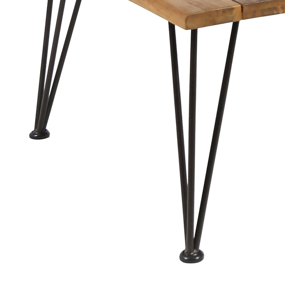 Hearth and Haven Zion Outdoor Square Coffee Table with Metal Hairpin Legs in Teak, , large