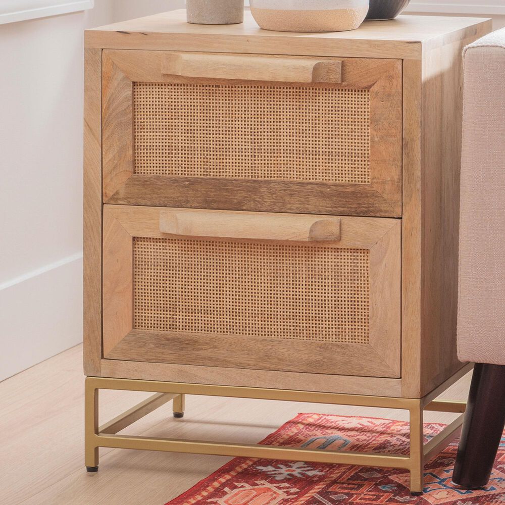 Linon Home Decor Janie 2-Drawer Cabinet in Natural and Gold, , large