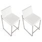 LumiSource Fuji 26" Counter Stool with White Upholstery in Stainless Steel (Set of 2), , large