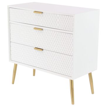 Maple and Jade 3-Drawer Cabinet with Diamond Handles in White and Gold, , large