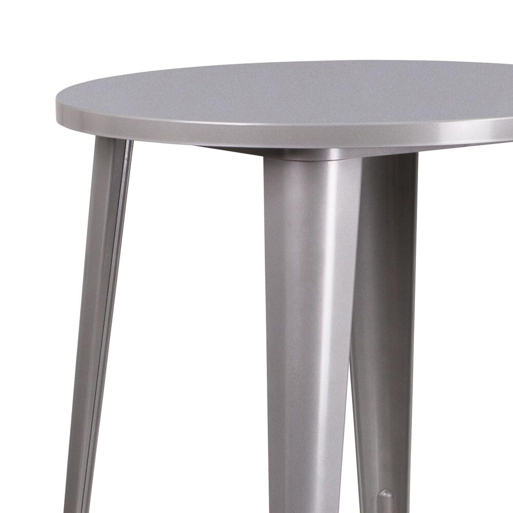 Flash Furniture 5-Piece Metal Bar Table Set with Backed Stools in Silver, , large