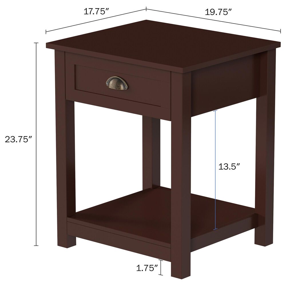 Timberlake Hastings Home 1-Drawer End Table in Dark Brown, , large