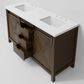 Lexora Home Marsyas 60" Double Bathroom Vanity in Brown with 2 cm White Cultured Marble Top and Rectangular Sinks, , large