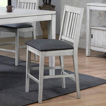 Radius Summer Winds Mission Style Counter Height Stool in White Gray, , large