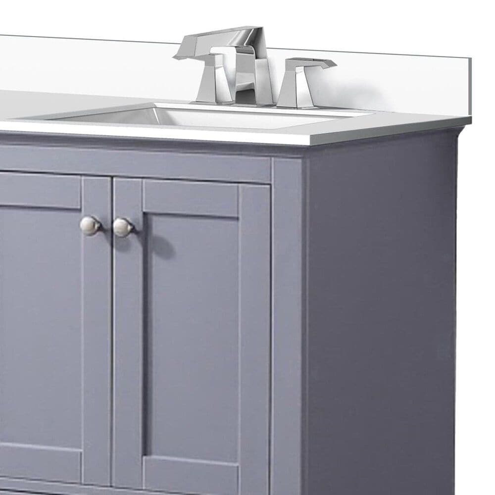 Lexora Home Dukes 60" Double Bathroom Vanity in Dark Grey with White Quartz Top and Rectangular Sinks, , large