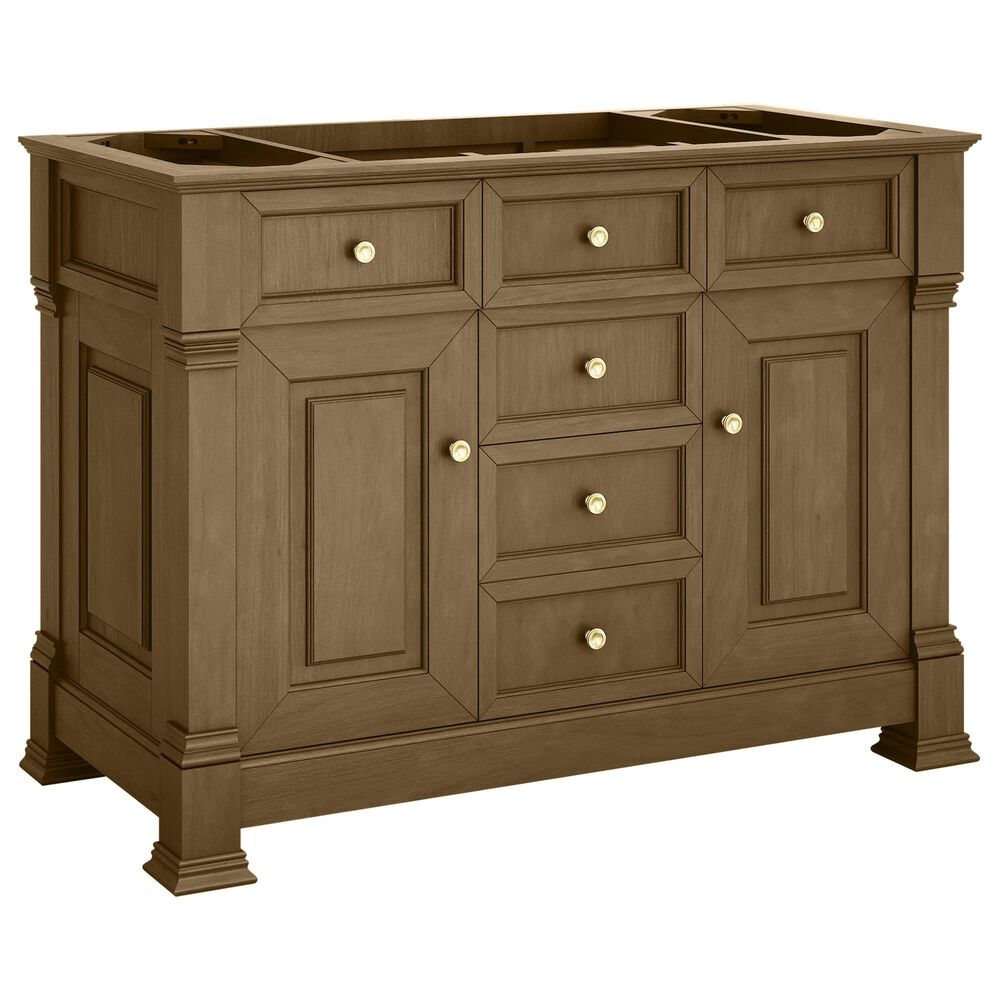 James Martin Vanities Brookfield 48&quot; Single Bathroom Vanity in Honey Oak with 3 cm Victorian Silver Quartz Top and Rectangular Sink, , large